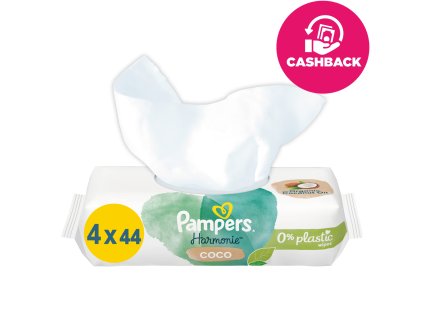 PAMPERS Ubrousky vlhčené Harmonie Coconut Plastic Free 4x44 ks