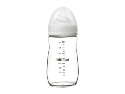 MININOR Skleněná kojenecká lahev 240ml 0m