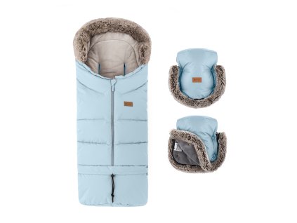 PETITE&MARS Set zimní fusak Arctic 4v1 + rukavice na kočárek Furry Sky Whisper