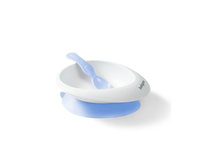 BABYONO Miska s přísavkou a lžičkou modrá 230 ml 6m+