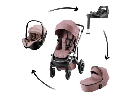 Set kočárek Smile 5Z + hluboká korba + autosedačka Baby-Safe PRO + Vario Base 5Z Style, Dusty Rose