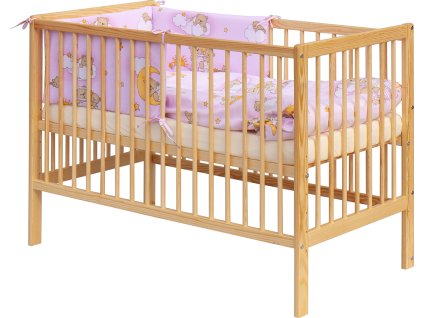11619 detska postylka s kompletni vybavou scarlett 120 x 60 cm mracek ruzova