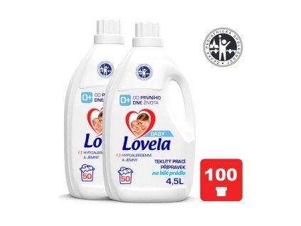 LOVELA Baby tekutý prací přípravek na bílé prádlo 2 x 4,5 l (100 praní)