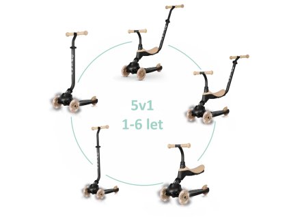 QPLAY Koloběžka / odrážedlo Sema Evo s LED světly Khaki, věk 1 - 6 let, do 50 kg