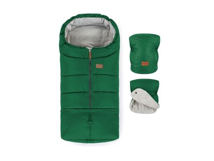PETITE&MARS Set zimní fusak Jibot 3v1 + rukavice na kočárek Jasie Juicy Green Horizontal