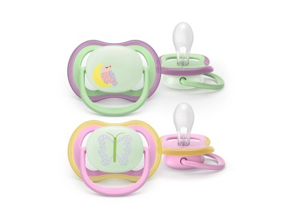 Philips AVENT Šidítko Ultra air noční 6-18m dívka, 2ks
