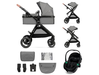 KINDERKRAFT Kočárek kombinovaný 3v1 Esme Pro Moonlight Grey