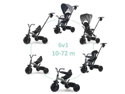 QPLAY Tříkolka Elite Platinum Grey, 6 v 1, věk 10-72 měsíců