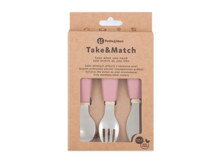PETITE&MARS Sada příborů s nerezové oceli Take&Match Dusty Rose 12m+