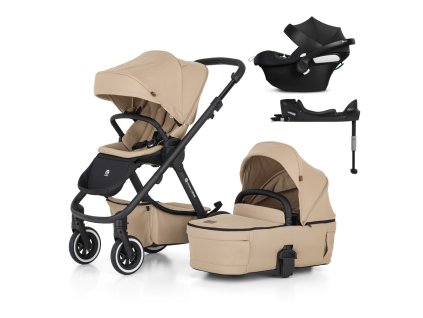 PETITE&MARS SET Kočárek 4v1 ICON Mocha Beige LITE AIR + CBX By CYBEX Aton B2 i-Size