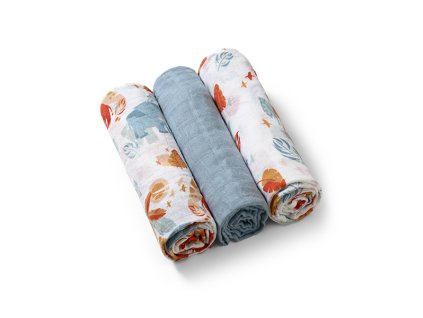BABYONO Pleny mušelínové Super soft 3 ks - modrá
