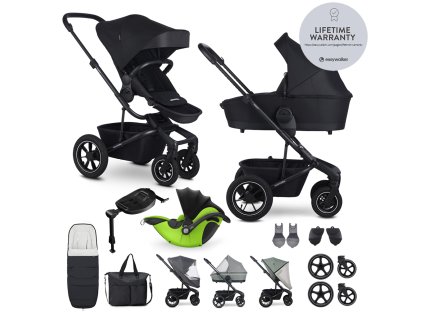 EASYWALKER Kočárek kombinovaný Harvey⁵ Midnight Black XXL AIR + KIDDY Evoluna i-size 2 + základna