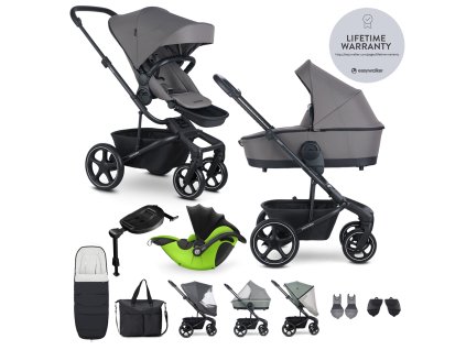 EASYWALKER Kočárek kombinovaný Harvey⁵ Pebble Grey XXL RWS + KIDDY Evoluna i-size 2 + základna
