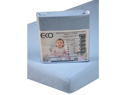 EKO Prostěradlo nepromokavé s gumou žerzej modrá 120x60 cm