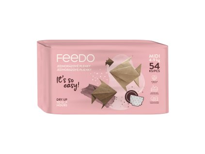 FEEDO Pleny jednorázové Midi (od 4 do 9 kg), 54 ks