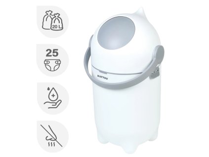 NATTOU Koš na pleny Dropy White 27 cm, 20l