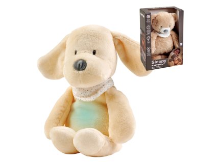 NATTOU Uspáváček plyšový hudební se světýlkem a senzorem pláče 4v1 Sleepy Dog Vanilla 0m+