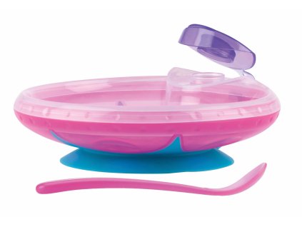 NUBY Miska udržující teplo s lžičkou 3 m+, růžová