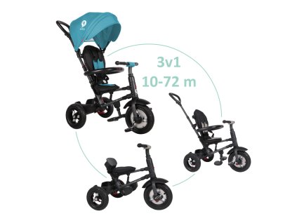 QPLAY Tříkolka Rito air gel (Rubber) Green-blue, věk 10-72 měsíců