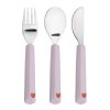 LÄSSIG Cutlery with Silicone Handle 3pcs Happy Rascals Heart lavender