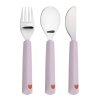 Cutlery with Silicone Handle 3pcs Happy Rascals Heart lavender