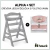 Hauck Alpha+ set 2v1 dřevěná židle, grey + polstrování Sweety