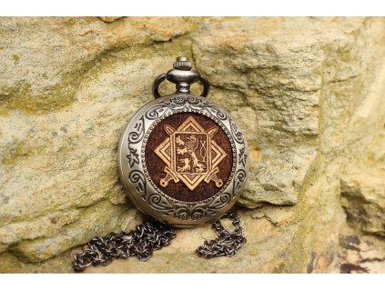 Kapesní hodinky (CIBULE) Vojenský odznak (malé dřevo)