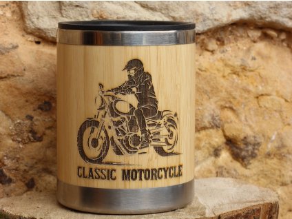 Bambusový termohrnek 300ml Classic motorcycle