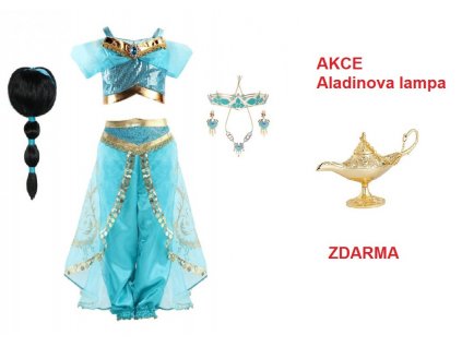 Kostým princezna Jasmína s parukou a zlatými doplňky