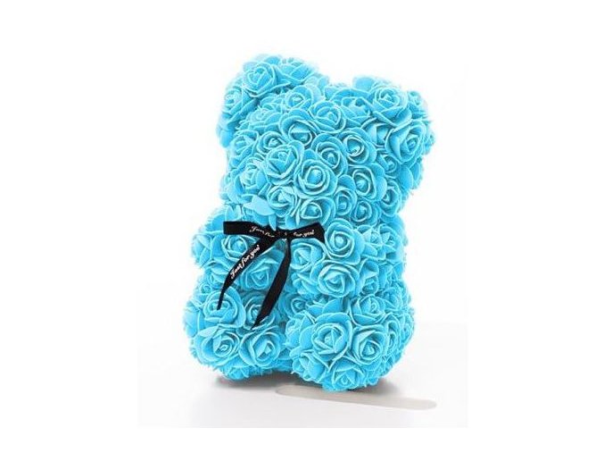 Medvedík z ruží modrý Rose Bear 25 cm