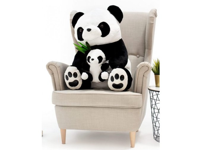 Plyšový medveď Panda 100 cm s bábätkom