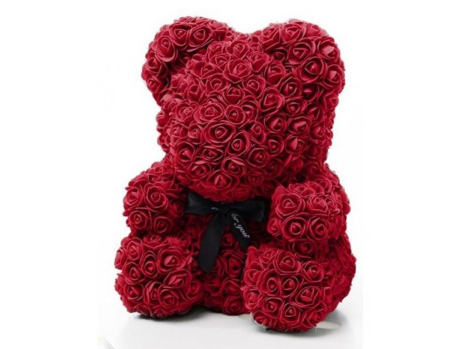 Medvedík z ruží bordo Rose Bear 40 cm