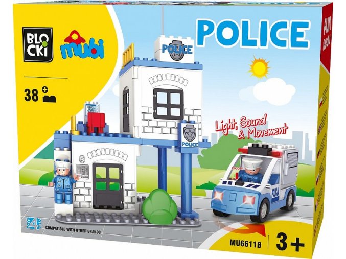 Blocki Mubi policejni stanice 38 dilku se svetlem a zvukem