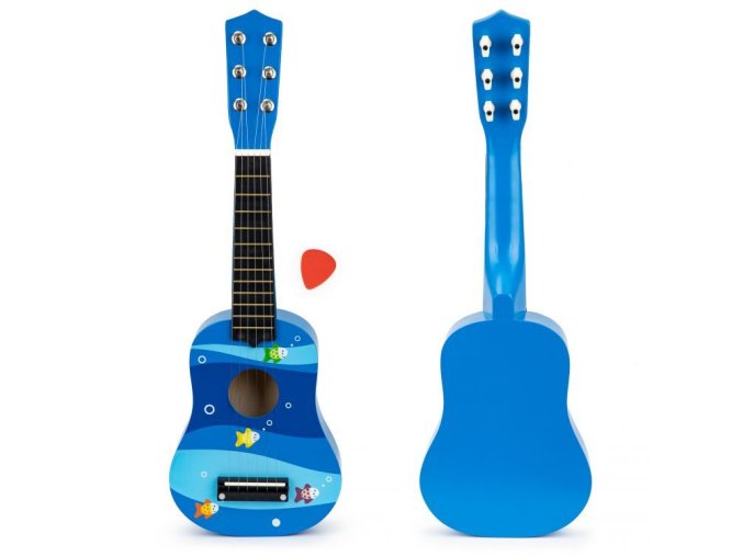 detska drevena kytara Ecotoys modra