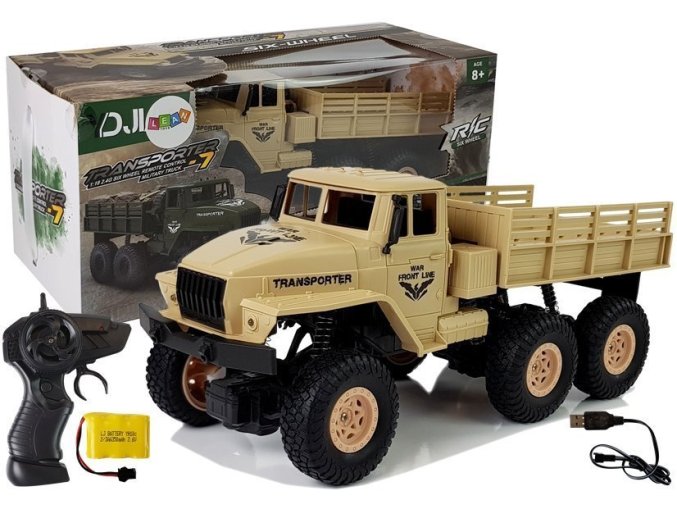auto na dalkove ovladani sestikolove Army hnede