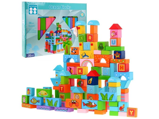 drevene kostky 100 kusu Ocean Blocks