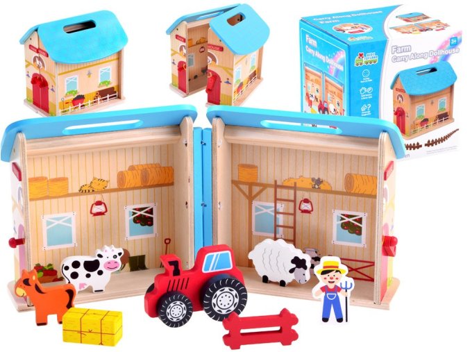 dreveny skladaci domecek se zviratky