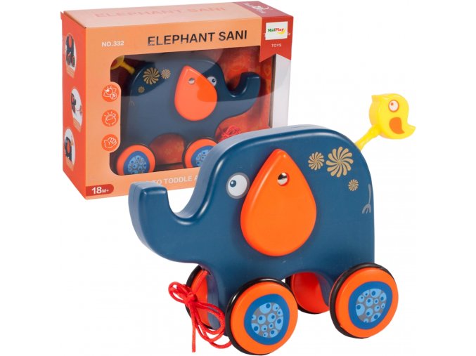 dreveny slon na snurce Elephant Sani