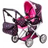 Doris kočárek pro panenky kombinovaný - 9346 (Barva Růžovo-černý vzor)