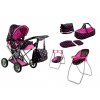 kocarek pro panenky Set 6v1 cerny Alice 9346 se zidlickou