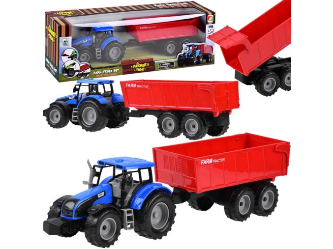 traktor s cervenou vleckou Farm Tractor