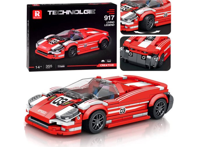 Sportovní červené auto 917 technická stavebnice 355 dílků