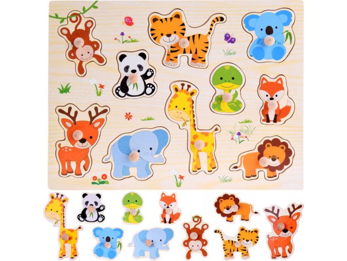 Dřevěné puzzle ZVÍŘATA 10 dílků
