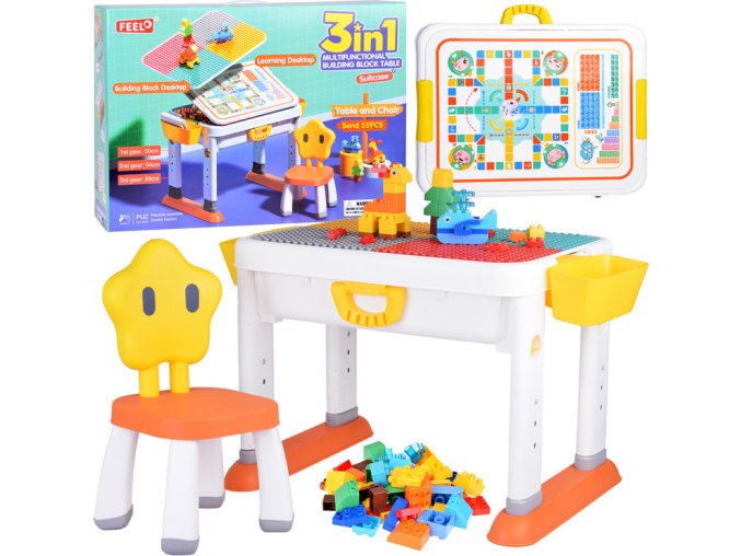 Nastavitelný stůl 3v1 oboustranná deska a podložka pro stavebnice