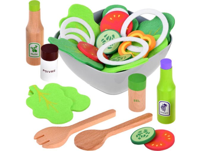 Dřevěná salátová mísa s příslušenstvím