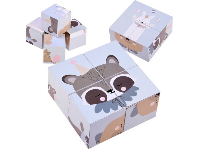 Dřevěné kostky puzzle obrázky zvířat
