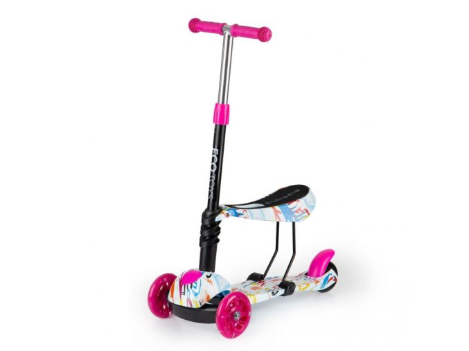 Ecotoys balancni kolobezka se sedtkem ruzovo cervena