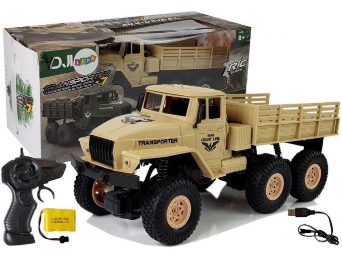 auto na dalkove ovladani sestikolove Army hnede