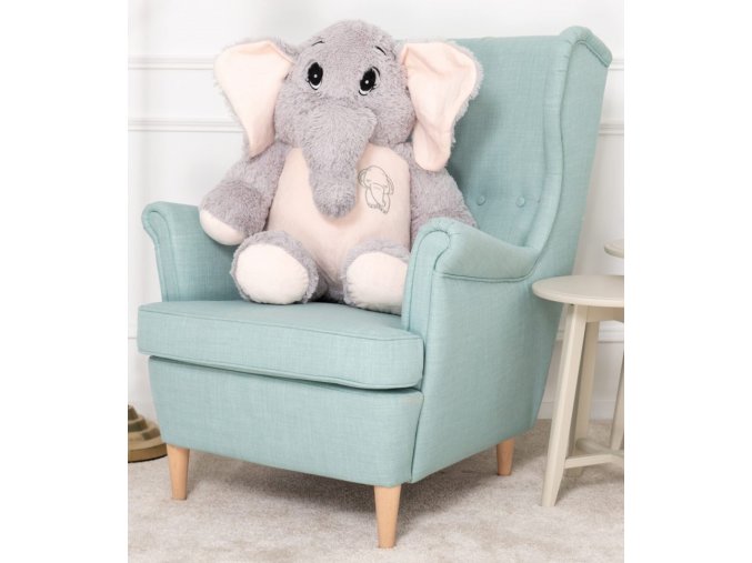 plysovy slon Belly sedo ruzovy 90 cm
