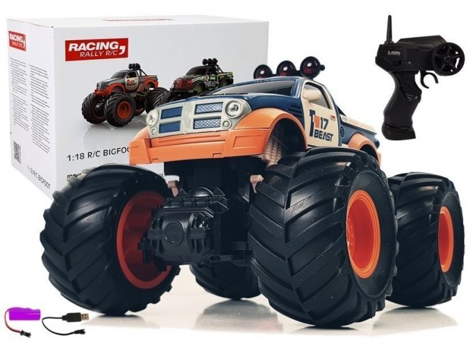 auto na dalkove ovladani Bigfoot oranzovo modre